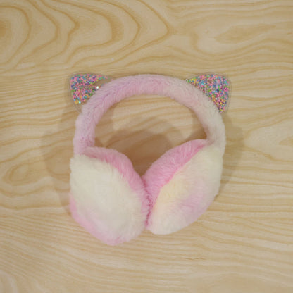 Winter Warm Plush Ear Muffs With Sparkling Cat Ears And Soft Pads (1 Pc)