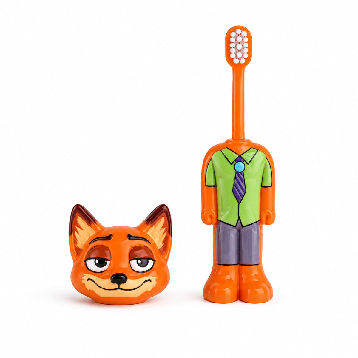Kids Fox Character Toothbrush With Soft Bristles  Protective Cap (1 Pc)