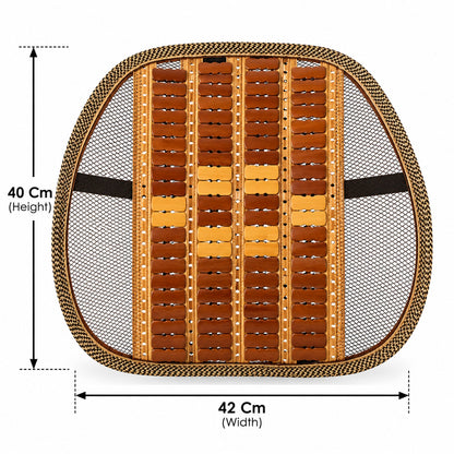 Car Seat Mesh Back Support With Wooden Bead Panel For Office Chairs (1 Pc)