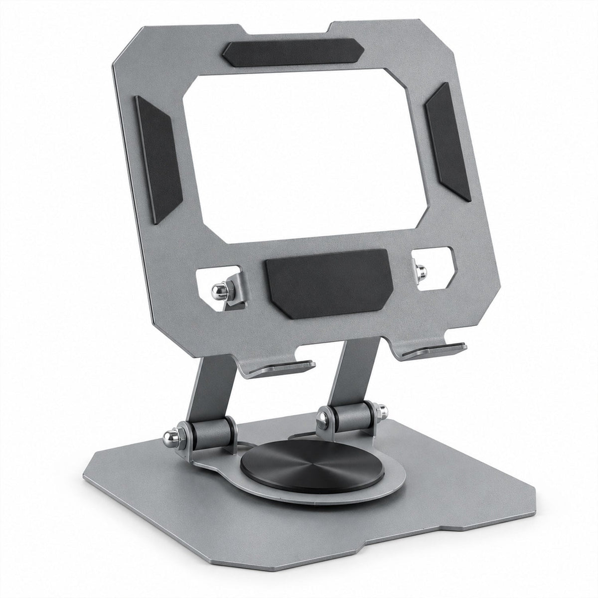 Foldable Metal Phone And Tablet Stand With Rotating Base (1 Pc)