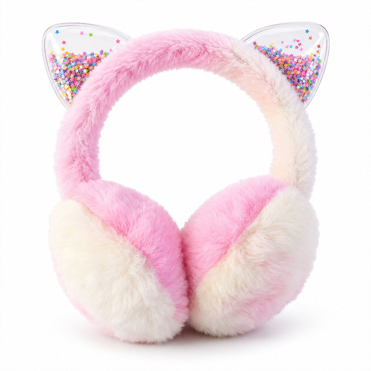 Winter Warm Plush Ear Muffs With Sparkling Cat Ears And Soft Pads (1 Pc)