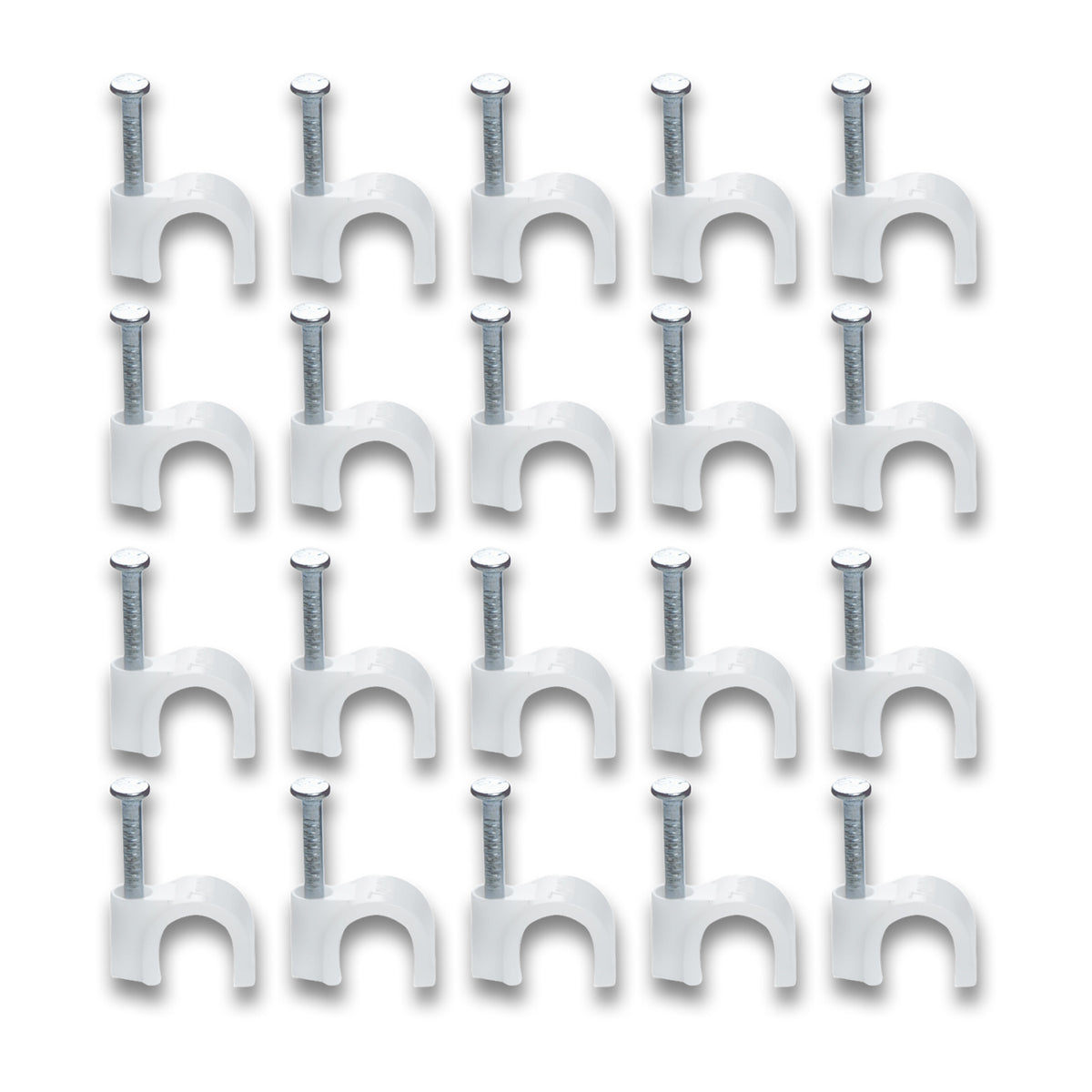 Wire Wall Clips Plastic Cable Clips Round Wire Pins With Steel Nail (20 Pcs Set)