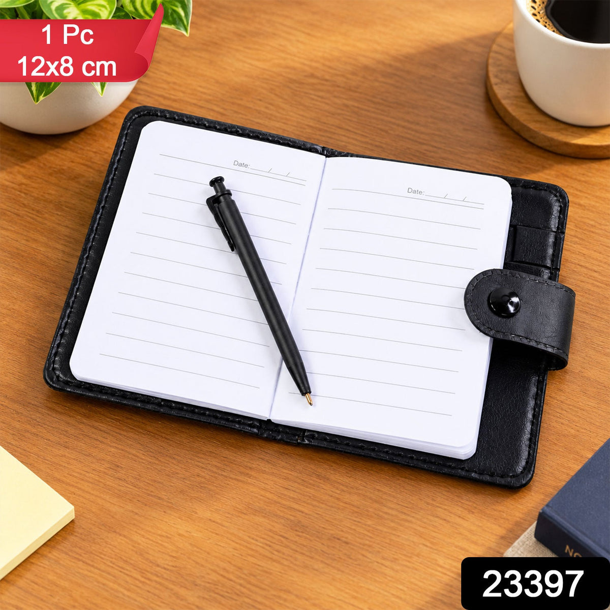 Lined Pocket Notebook Diary With Pen And Snap Closure (1 Pc 12 X 8 Cm)