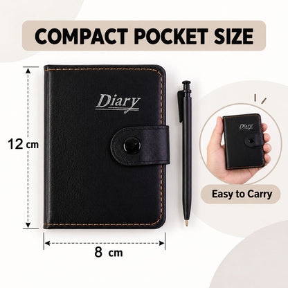 Lined Pocket Notebook Diary With Pen And Snap Closure (1 Pc 12 X 8 Cm)