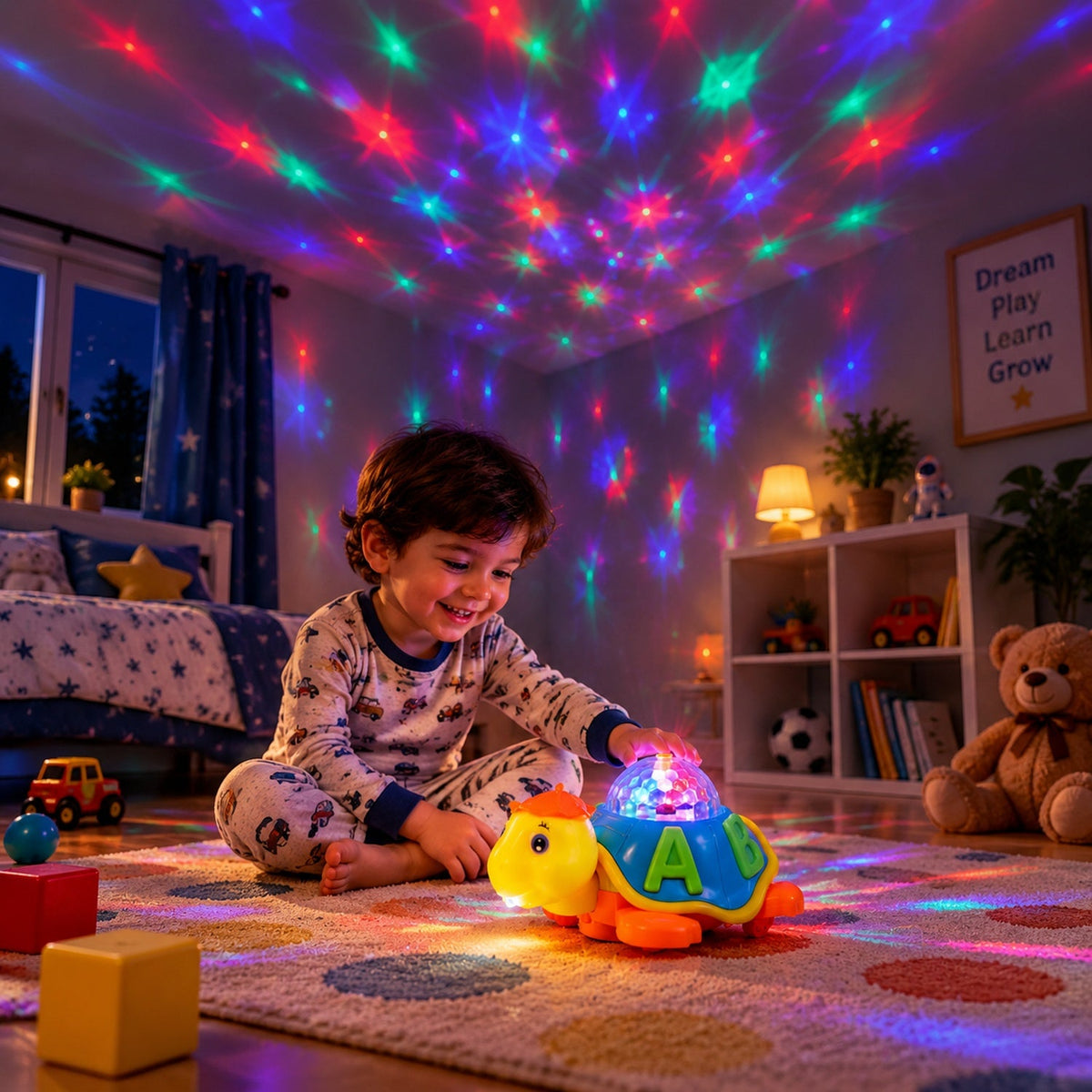 Musical Tortoise Toy With 3d Led Light Projector For Kids (1 Pc)