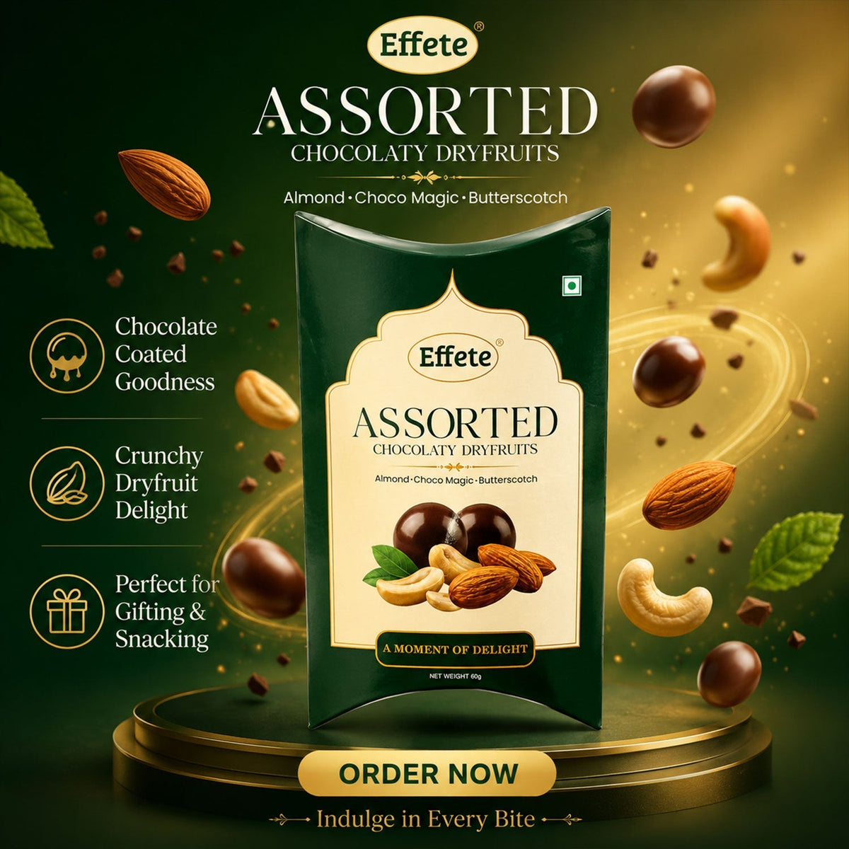 Assorted Chocolaty Dryfruits  Almond Choco Magic  Butterscotch 60g