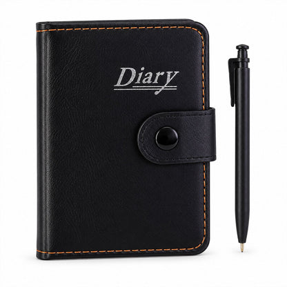 Lined Pocket Notebook Diary With Pen And Snap Closure (1 Pc 12 X 8 Cm)