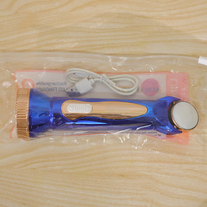 Usb Rechargeable 2-in-1 Led Flashlight With Soft Lamp For Emergency Use (1 Pc)