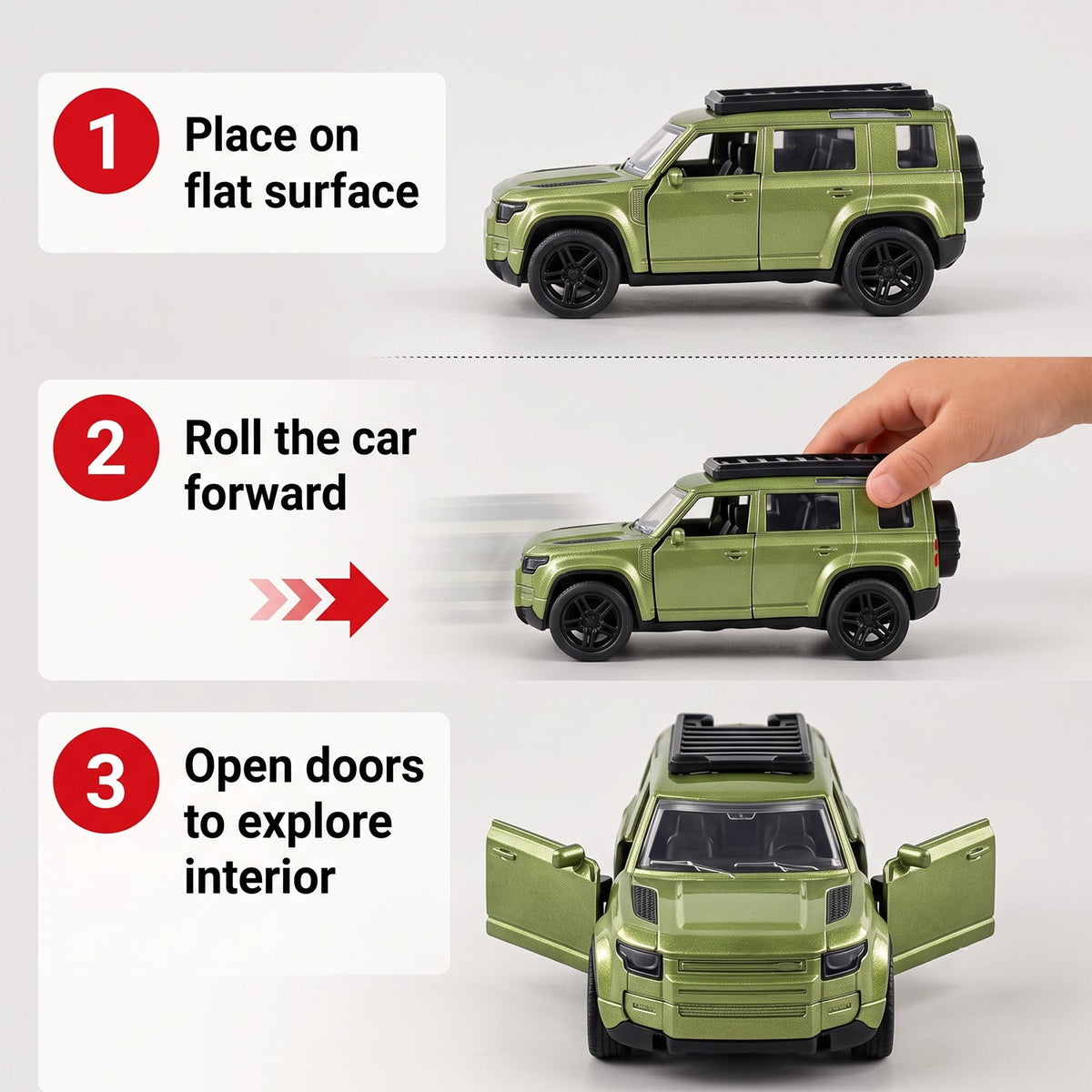 Die Cast Metal Pullback Suv Toy Car With Opening Doors And Roof Rack (1 Pc)