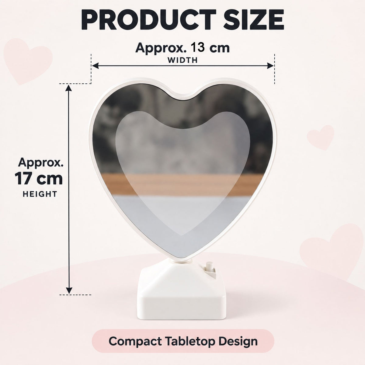 Heart Shape Led Mirror Photo Frame With Warm Light For Tabletop Home Decor