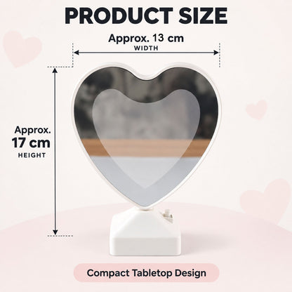 Heart Shape Led Mirror Photo Frame With Warm Light For Tabletop Home Decor