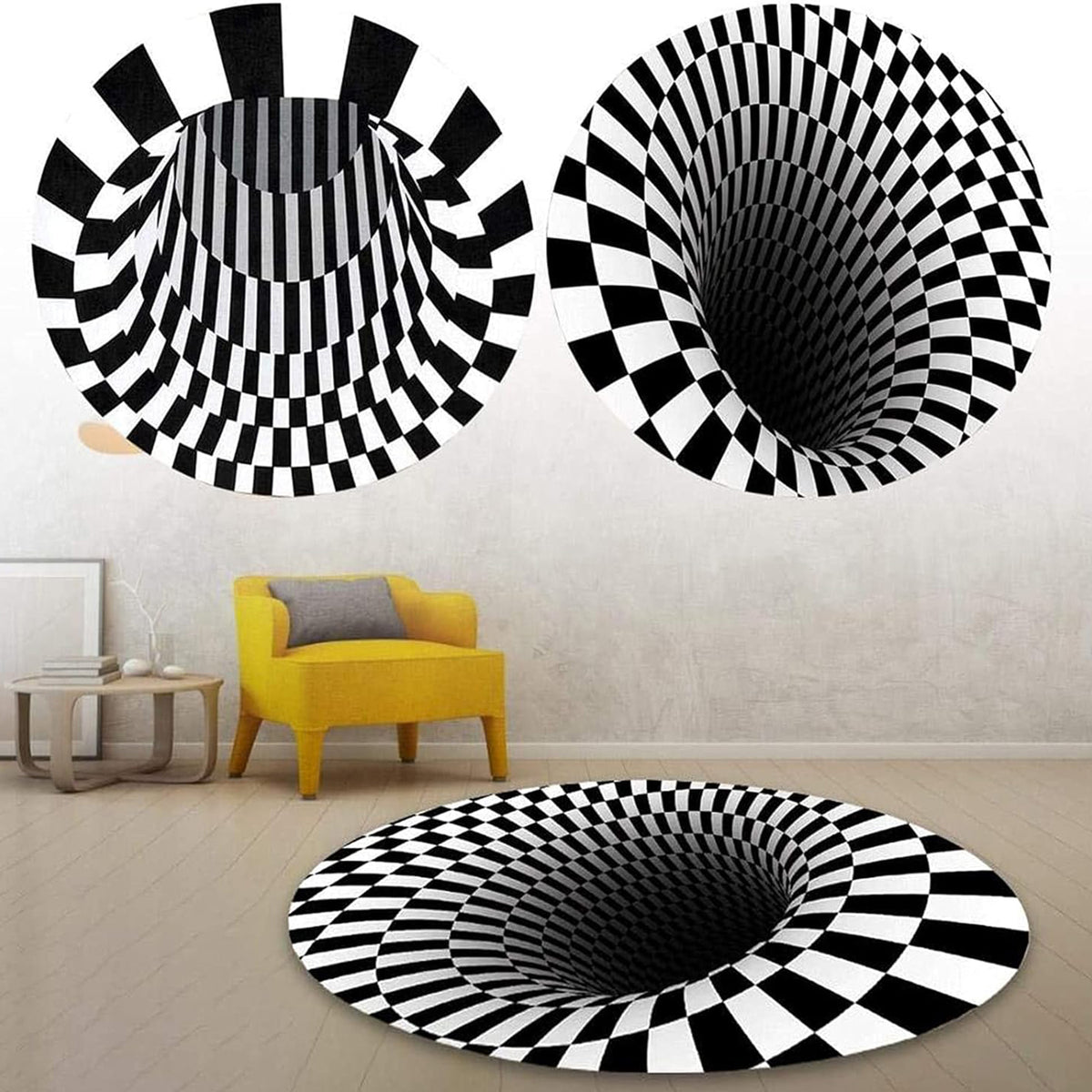 3d Space Round Carpet Floor Mat Non-woven Doormat (60 Cm)