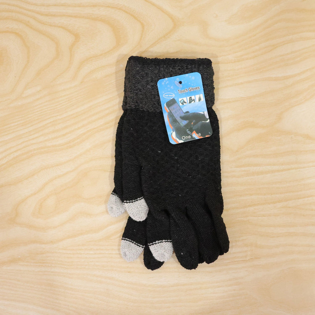 Touch Screen Winter Gloves With Stretchable Knit Fabric And Folded Cuffs (1 Pair)